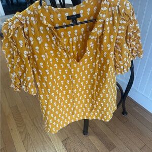 J. Crew Mustard Floral Blouse